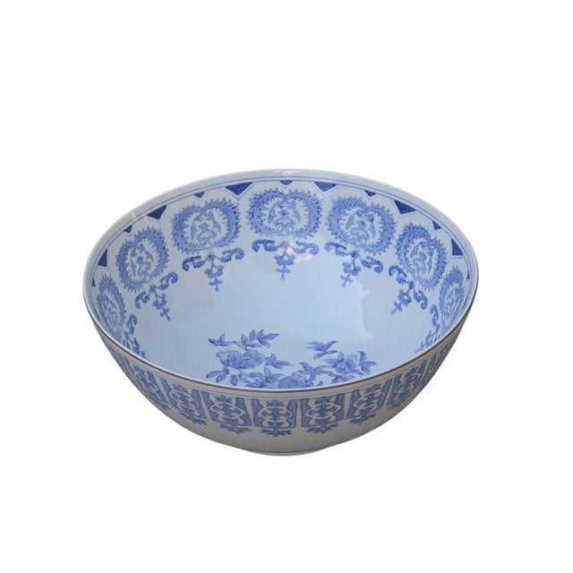 Vintage Chinoiserie Blue and White Porcelain Bowl For Sale - Image 13 of 13