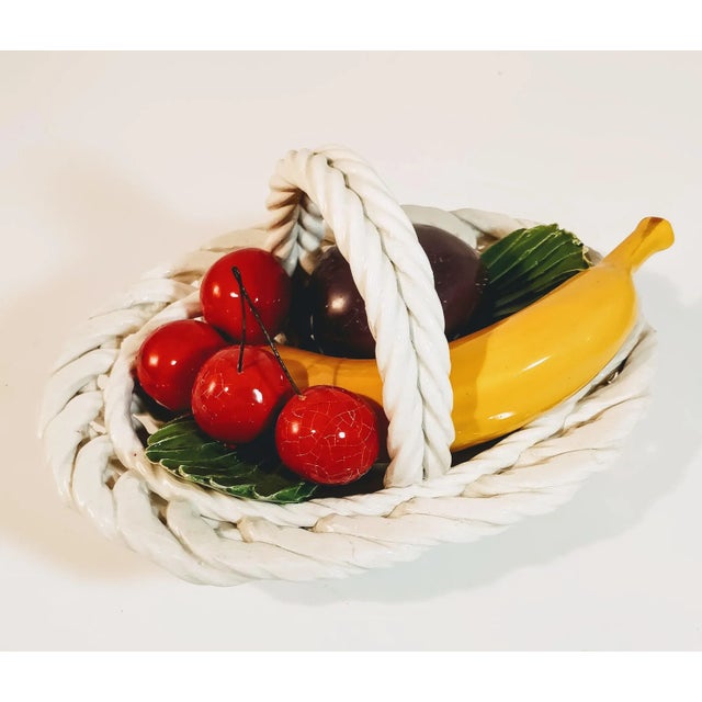 Mid 20th Century Vintage Italian Fruit Basket Porcelain For Sale - Image 5 of 11