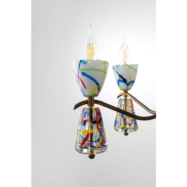Metal Murano Glass Chandelier by Dino Martens for Aureliano Toso,1950s For Sale - Image 7 of 13
