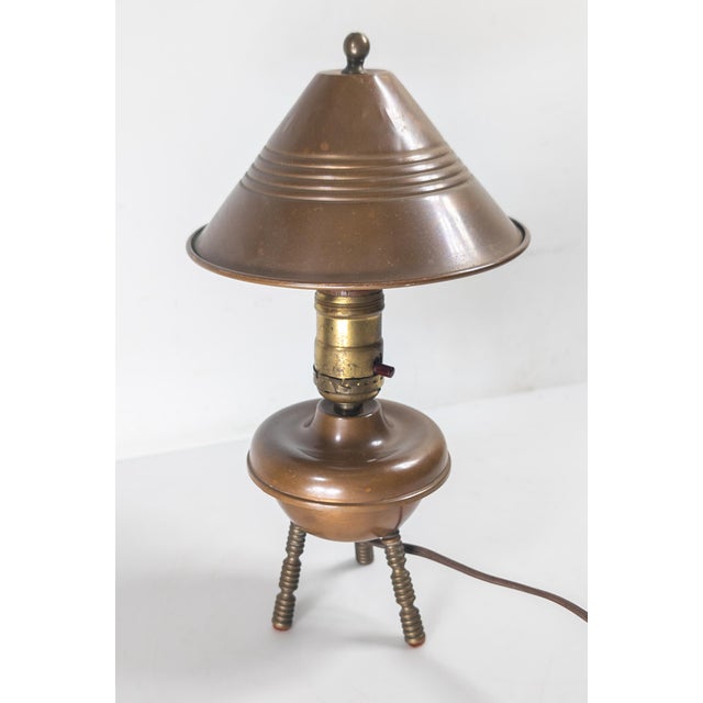 Shabby Chic 20th Century Copper Arts & Crafts Mission Style Desk or Boudoir Table Lamp For Sale - Image 3 of 13