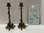 Decorative pair of cast brass candlesticks featuring naturalistic branch-form stems, floral candle cups, shell ornament...