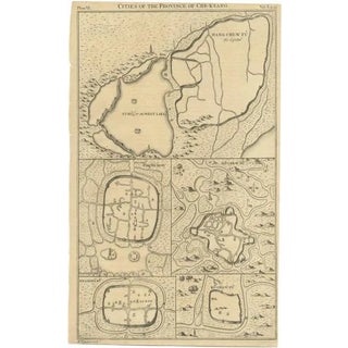 Antique Map of Cities of the Province of Che-Kyang in China, 1738 For Sale