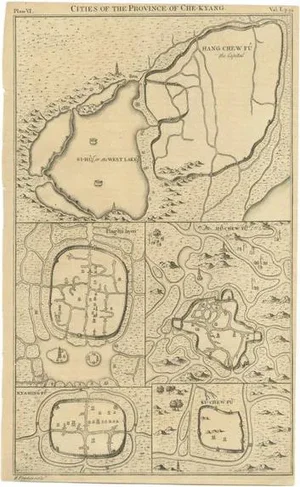 Antique Map of Cities of the Province of Che-Kyang in China, 1738