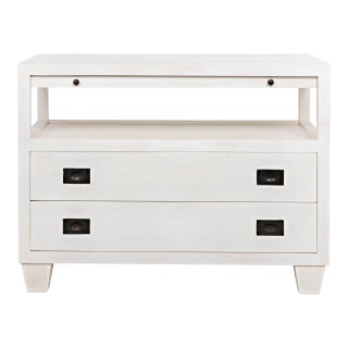 NOIR 2-Drawer Side Table with Sliding Tray in White Wash For Sale