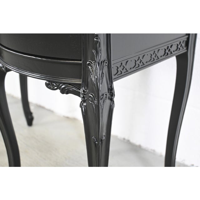 Antique French Rococo Style Black Lacquered Nightstands, a Pair For Sale - Image 10 of 13