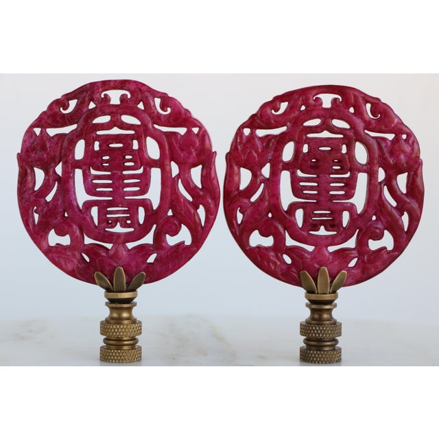 Lotus Flower Lamp Finials on Bronze Hardware - A Matching Pair For Sale In Madison - Image 6 of 6
