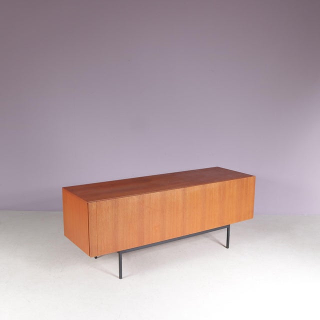 Vintage German Teak Sideboard on Black Metal Base by Dieter Wäckerling for Behr, 1950s For Sale - Image 6 of 13
