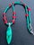 2020s Artisan Genuine Malachite Necklace With Large Sculptural Pendant and Red Bamboo Seeds Detail For Sale - Image 5 of 17