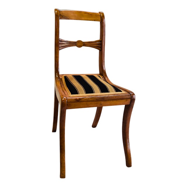 Biedermeier Walnut Side Chair with Carved Backrest, 19th Century For Sale
