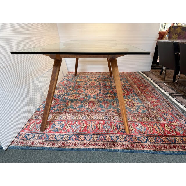 Organic Modernism Walnut Wood + Glass Dining Table For Sale - Image 4 of 12