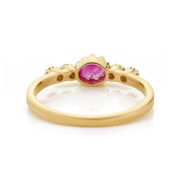 Ruby and Diamond Five-Stone Engagement Band Size 5.5 in 14k Solid Gold For Sale - Image 10 of 16