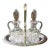 1940s French Antique Crystal & Silver Plate Cruet Serving Set Pair For Sale