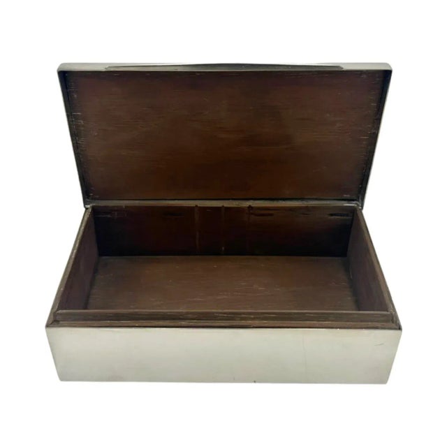 Silver Mid 20th Century Vintage Hermes Paris H Box Jewelry Trinket Silverplate For Sale - Image 8 of 12