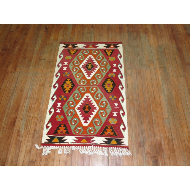 1940s 1940s Scatter Size Turkish Kilim For Sale - Image 5 of 6