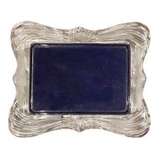Vintage 1990s Mikasa Lead Crystal 5x7 Picture Frame With Frosted Floral Accents For Sale