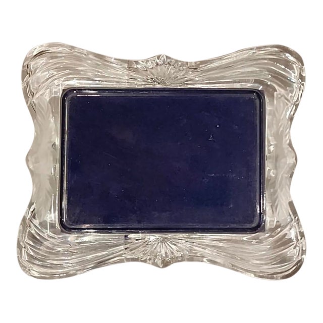 Vintage 1990s Mikasa Lead Crystal 5x7 Picture Frame With Frosted Floral Accents For Sale