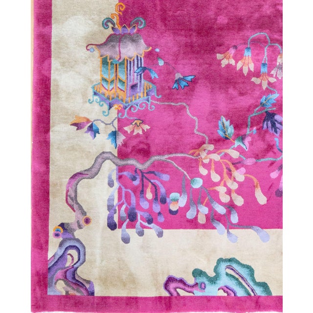 1930s Art Deco Chinese Carpet 11.8x8.11,Oriental Rug, 1930's For Sale - Image 5 of 7