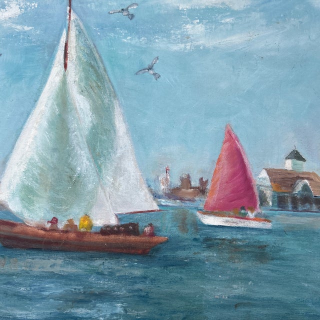 1960’s original impressionist California harbor seascape painting. Signed and framed. Measures 20x16 / 23x19 framed. Check...