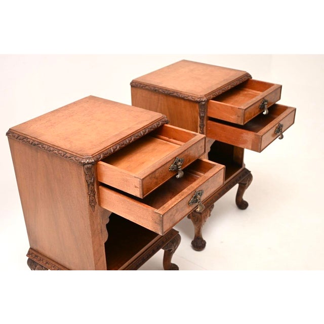 1920s Antique Burr Walnut Bedside Cabinets, 1920, Set of 2 For Sale - Image 5 of 10