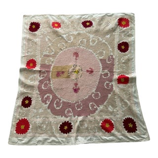 Tribal Tashkent Suzani Embroidery Wall Decor 4' X 4'4'' For Sale