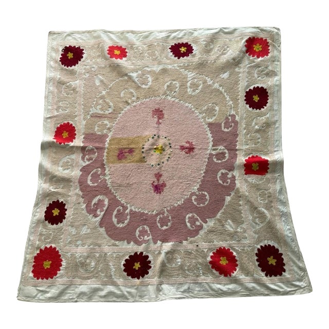 Tribal Tashkent Suzani Embroidery Wall Decor 4' X 4'4'' For Sale