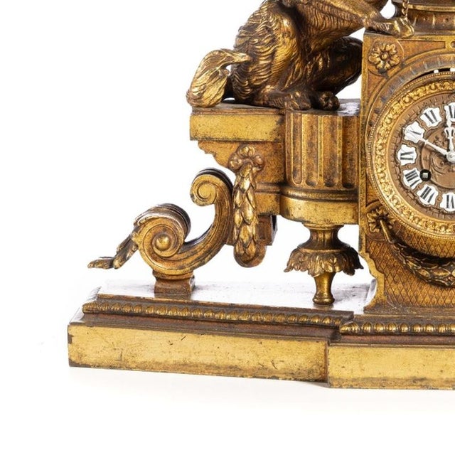 French Table Clock in Gllded Bronze, 19th Century For Sale - Image 3 of 6