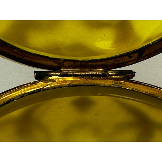 1900 - 1909 Early 1900s Antique Small Loetz Art Glass Yellow Golden Trinket Box For Sale - Image 5 of 11