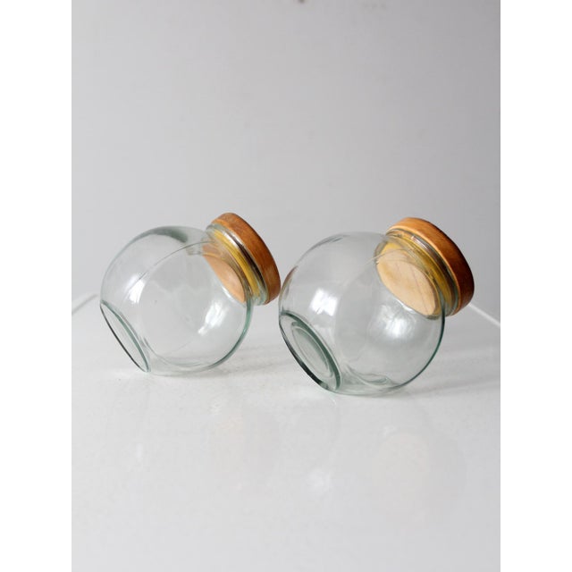 Wood Vintage Glass Candy Jars Pairs For Sale - Image 7 of 10
