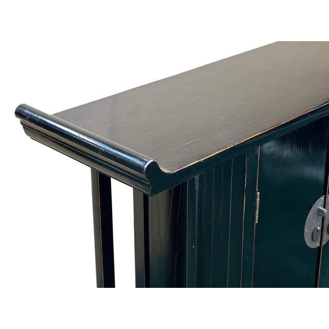 Chinese Black Lacquer Altar Point Edge Narrow Slim Side Table For Sale In San Francisco - Image 6 of 6