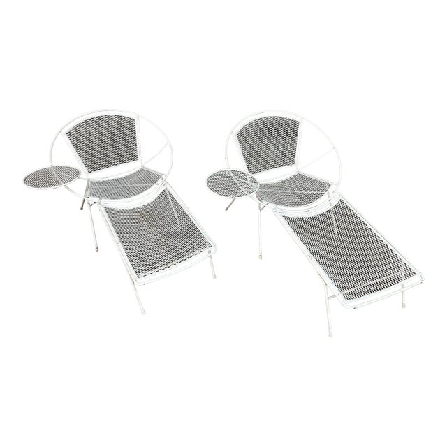 Pair Vintage Maurizio Tempestini for Saulterini “Radar” Lounge Chair With Drink Table., Attributed For Sale