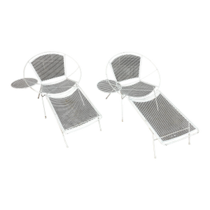 Pair Vintage Maurizio Tempestini for Saulterini “Radar” Lounge Chair With Drink Table., Attributed