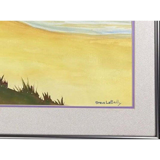 1980s Steve LeBailly Signed Original Watercolor "Woman on Beach" For Sale - Image 13 of 14