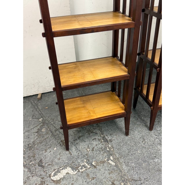 2020s Asian Style Split Bamboo Étagère Bookcases, Pair For Sale - Image 5 of 12