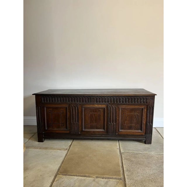 Brown Antique 18th Century Oak Coffer, 1780s For Sale - Image 8 of 8
