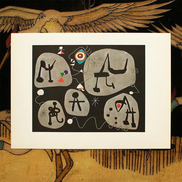 Abstract 1940s After Joan Miró, "Woman Listening to Music" First Edition Swiss Offset Lithograph For Sale - Image 3 of 8