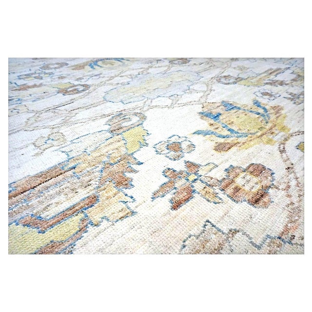 Ivory 21st Century Turkish Oushak Wool 10x13 Gold, Ivory & Slate Blue Handmade Area Rug #1144129 For Sale - Image 8 of 13