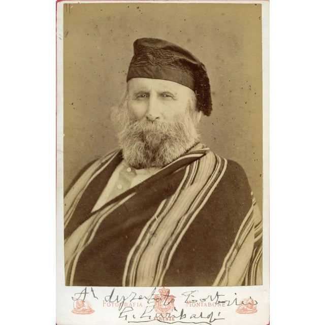 Vintage Photo-Portrait Hand Signed by Giuseppe Garibaldi - 1870s 1870s For Sale