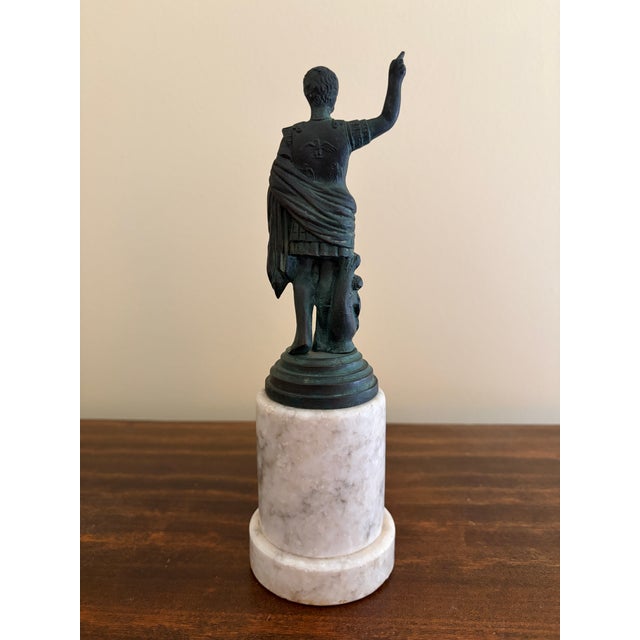 Metal Neoclassical Brass Figure on Marble Base, Grand Tour Style Roman Sculpture For Sale - Image 7 of 10