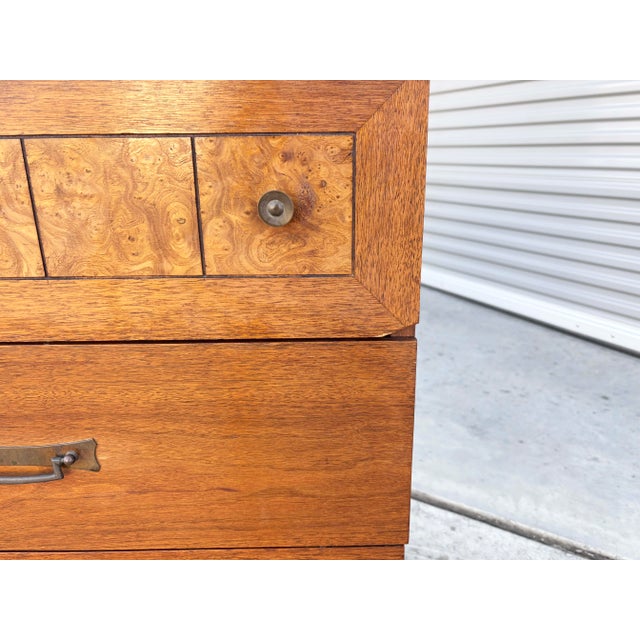 1960s Mid Century Walnut and Burlwood Dresser by Lane For Sale - Image 9 of 12