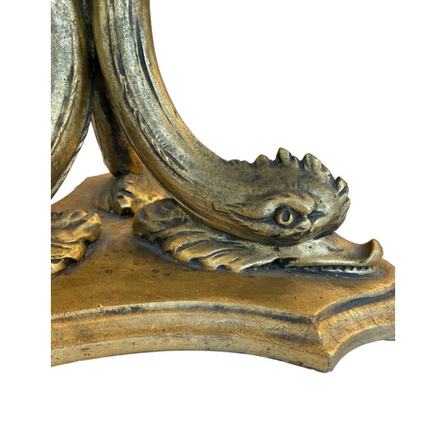 Pair of Italian Dolphin Side Tables With Carrara Marble Tops For Sale - Image 4 of 7