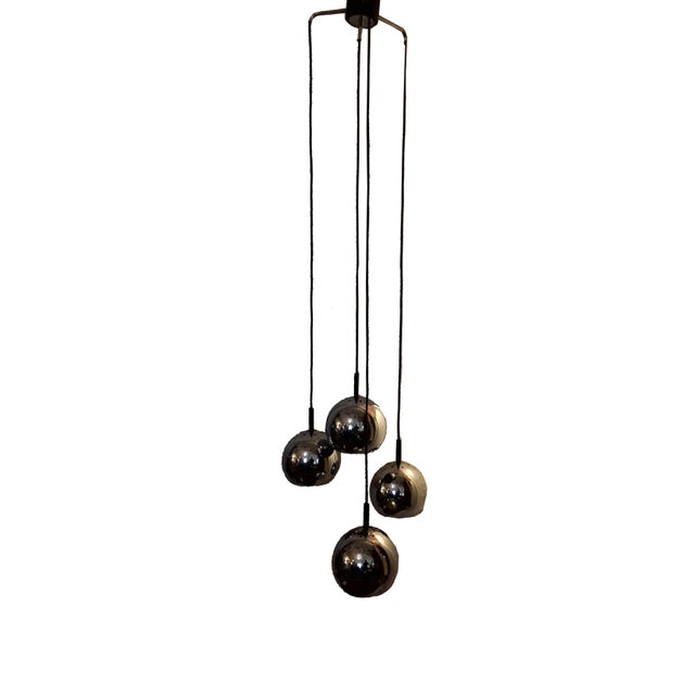Black 4 Flamed Cascade Lamp of Chromed Metal Balls on Black Plastic Mounting, 1970s For Sale - Image 8 of 8