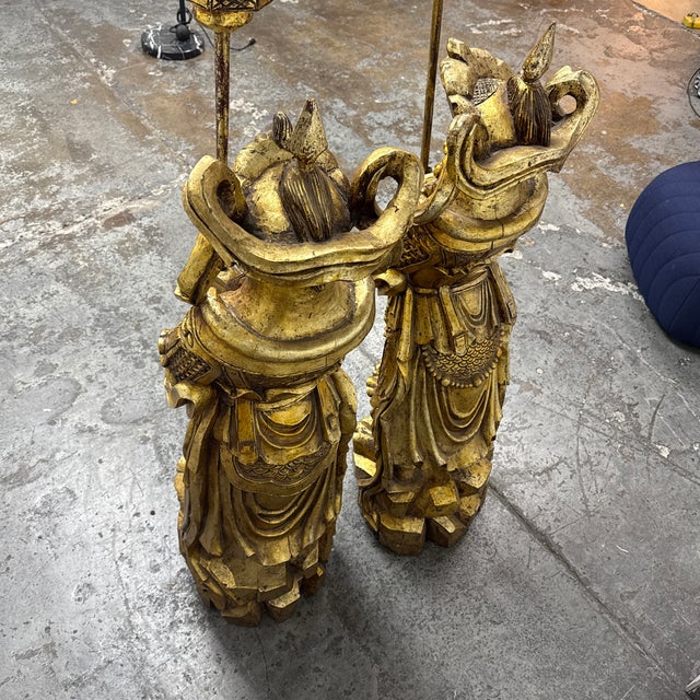 Chinese Menshen Warrior Statues, Guan Yu + Wei Tuo Set For Sale In San Francisco - Image 6 of 12