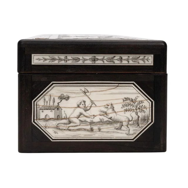 19th Century Engraved Inlaid Bone Ebony Box For Sale In Birmingham - Image 6 of 8