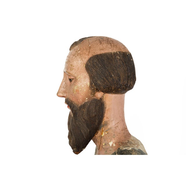 18th Century Spanish Colonial Polychromed Carved Wood Santos Sculpture For Sale - Image 10 of 18