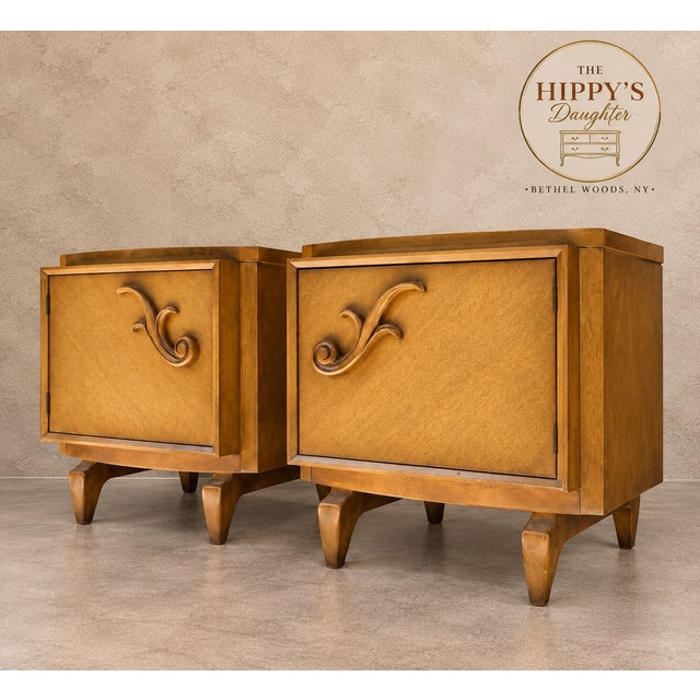 Vintage Hoke Mid Century End Tables – 1960s MCM Bedside Cabinets - Cottagecore, Sculpted Wood For Sale - Image 10 of 10