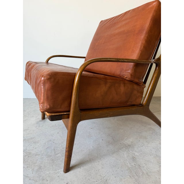 1950’s Mid Century Adrian Pearsall Style Lounge Danish Leather Chair - Made in DenMark For Sale - Image 9 of 18
