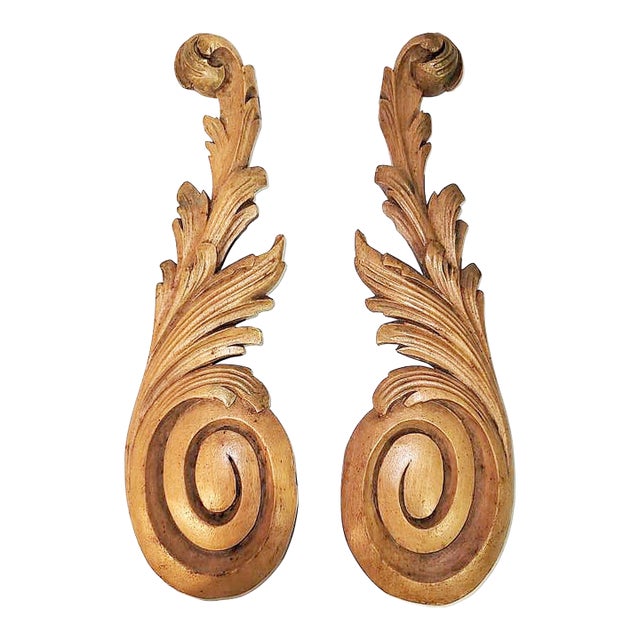 Antique French Walnut Rococo Carvings, a Pair For Sale