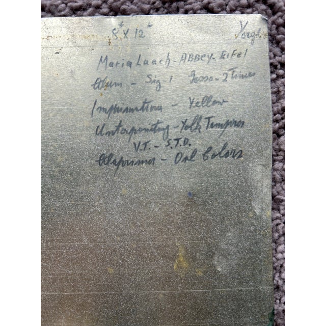 Vintage 1976 Original Landscape Oil Painting of Maria Laach Abby in Germany ~ on Metal Panel For Sale In Philadelphia - Image 6 of 6