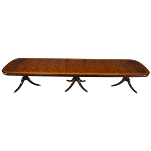 Traditional Three Pedestal Mahogany Dining Table