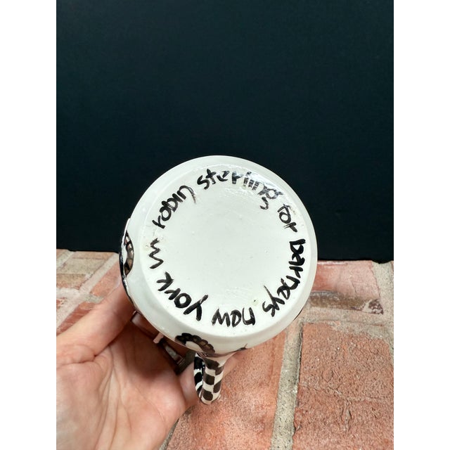 Robin Sterling for Barneys New York Handmade Pottery Western Style Cowboy Boot Checkerboard Mugs - Set of 4 For Sale - Image 11 of 11